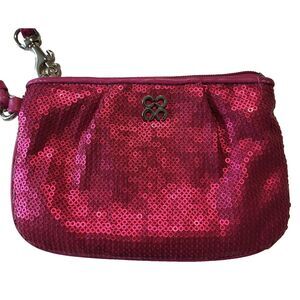 Coach Audrey Op Art Swirl Fuchsia Pink Sequin Wristlet & Evening Clutch 6 x 4